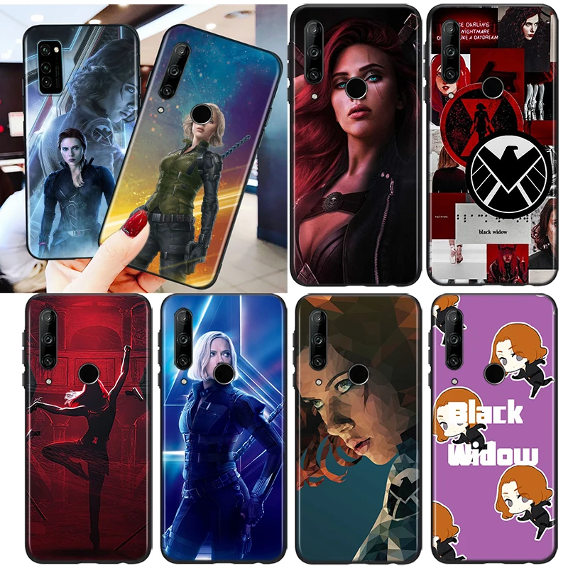 

Marvel Avengers Black Widow For Honor 8S 8C 8X MAX 8A 8 7S 7A 7C Play 3E Prime Pro 2020 2019 Silicone Black Phone Case