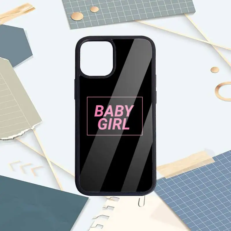 

BABY Babe babygirl letter text pattern Phone Case PC For iPhone 11 12 pro XS MAX 8 7 6 6S Plus X 5S SE 2020 XR