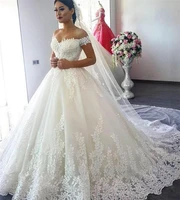 lace ball gown off the shoulder wedding dresses sweetheart lace up back princess illusion applique bridal gowns robe de mariage