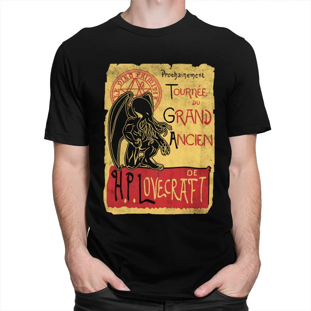 

Hsome Mens Tournee Du Gr Ancien Tshirts Camisas Hombre Cotton T-Shirt Leisure Cthulhu Print Movie Octopus Camisas