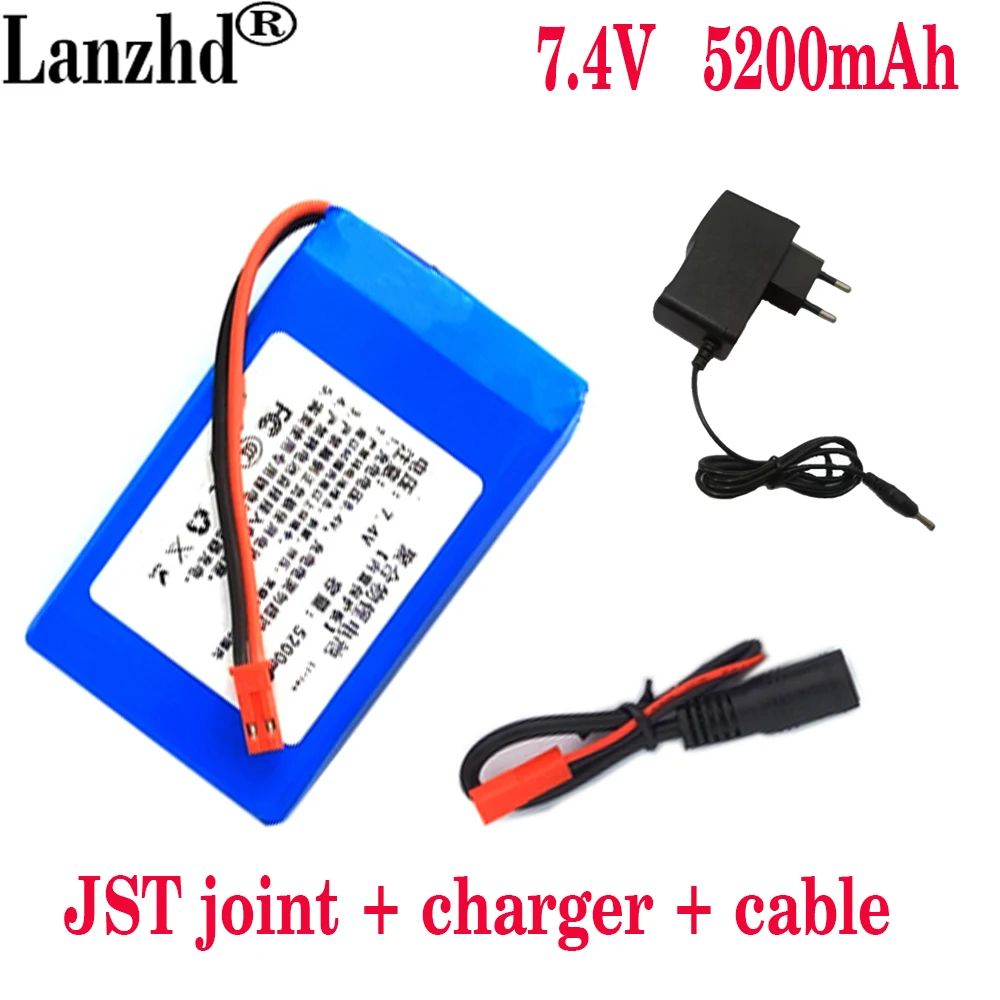 

1-12PCS 7.4V lipo Battery for Remote control toy car robot Spare Parts charger 7.2V 8.4V batteries JST joint 5200mAh 15*50*83