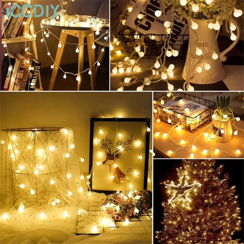 

Battery Power LED Ball Garland Lights Fairy String Waterproof Outdoor Lamp Christmas Holiday Wedding Party Lights Decoration