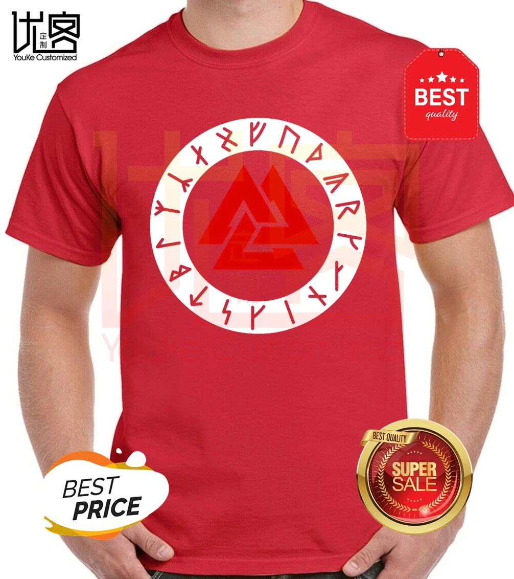 Viking Valknut с руны Мужская футболка мужская женская летняя обувь 100% хлопок команда