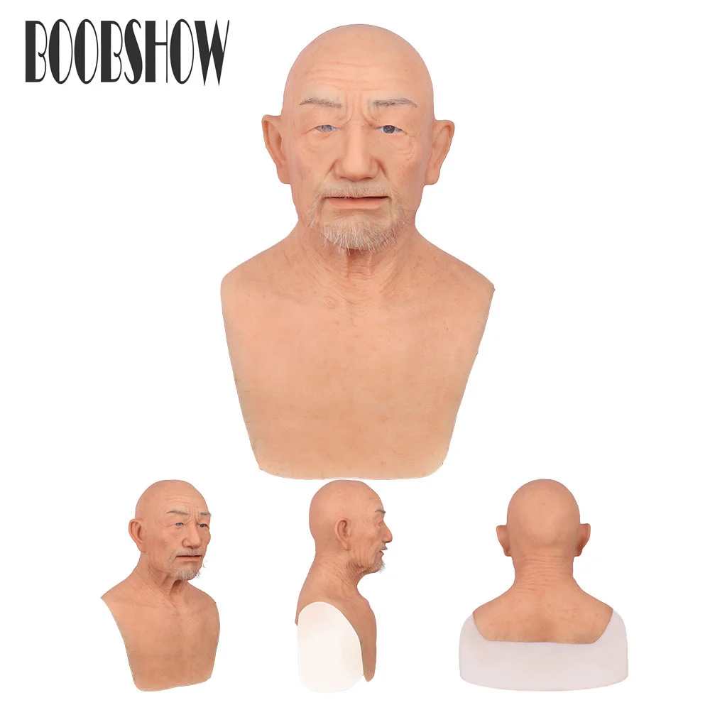 online Máscara De Silicone Realista Pele Humana Masculino Para O Homem Velho Rosto Halloween Crossdresser Cosplay Masruerade Tolo-dia Spoof Complicado Adereços