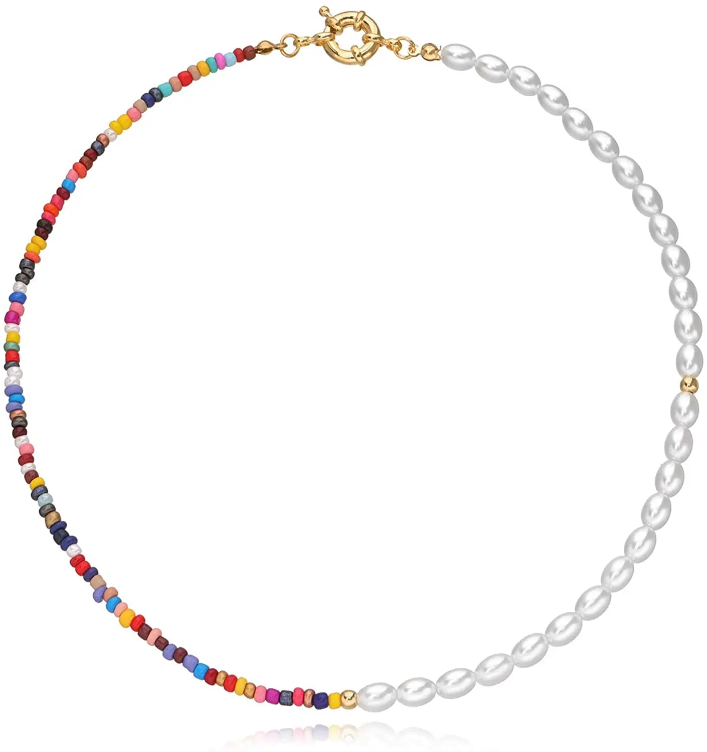 

Bohemian Bead Pearl Shell Choker Necklace for Women Girls Handmade Colorful Seed Beaded Choker for Women Jewelry