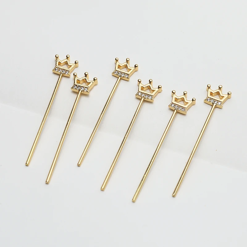 

Apiao crown micro-inlaid zirconium gold color electroplating diy handmade jewelry beaded material earrings accessories