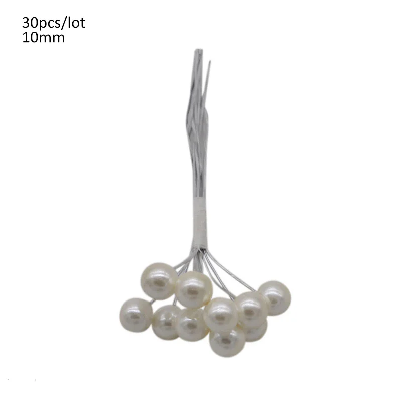 1 Set White Artificial Flower Fruit Stamens Cherry Christmas Plastic Pearl Berries for Birthday DIY Gift Box Decorated Wreaths - Color: A12