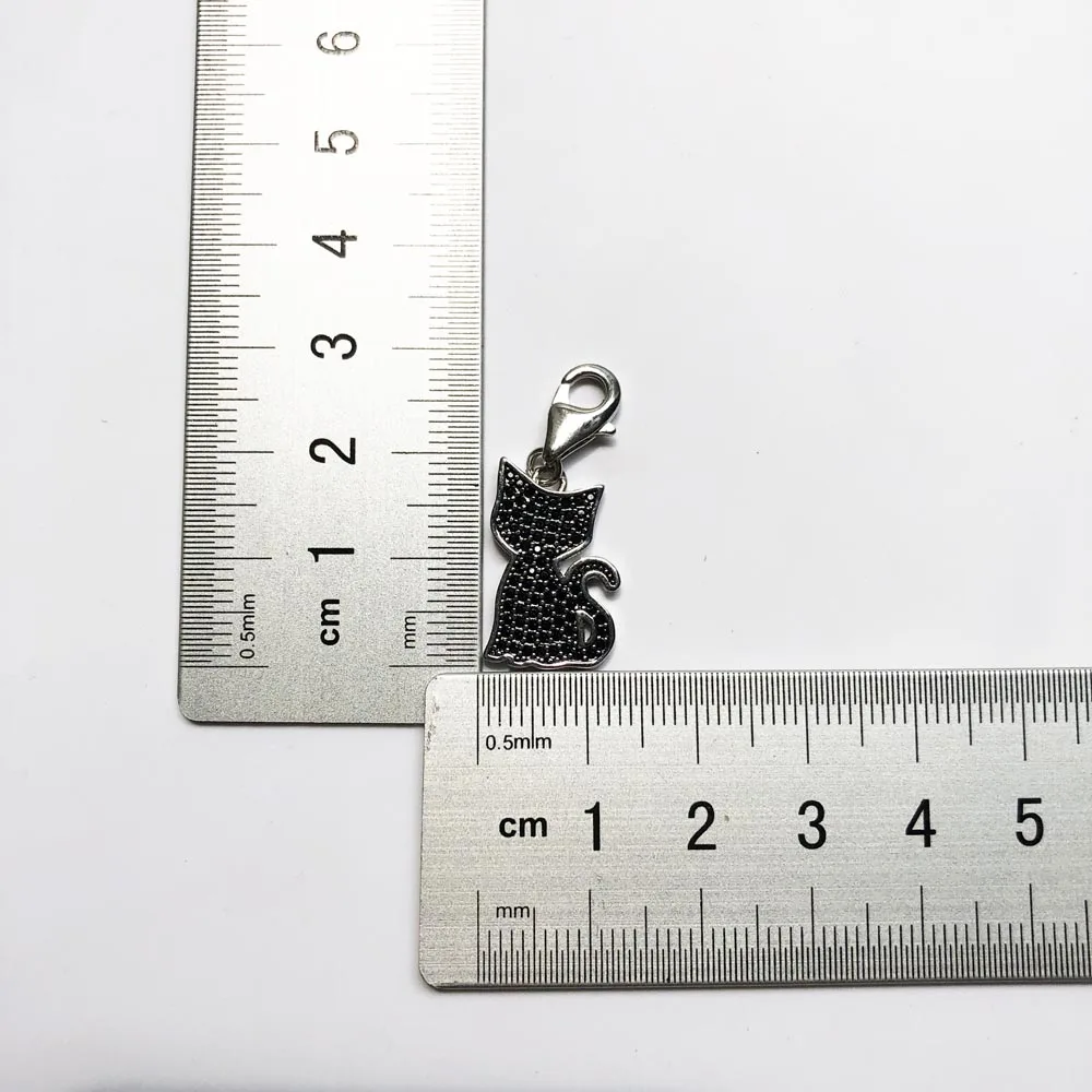 Подвеска в виде кошки с черной ПАВЕ ювелирные изделия 2018 из серебра 925 пробы милый