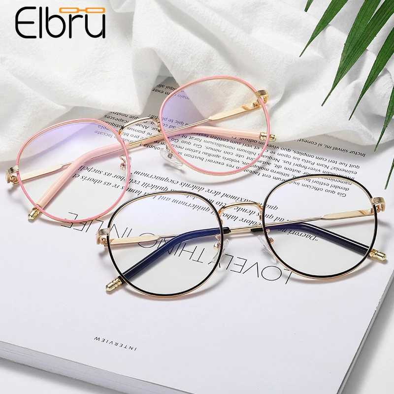 

Elbru Transparent Round Metal Glasses Frame Women Eyeglasses Vintage Luxury Colorful Clear Lens Sunglasses Dual Use Eye Glasses