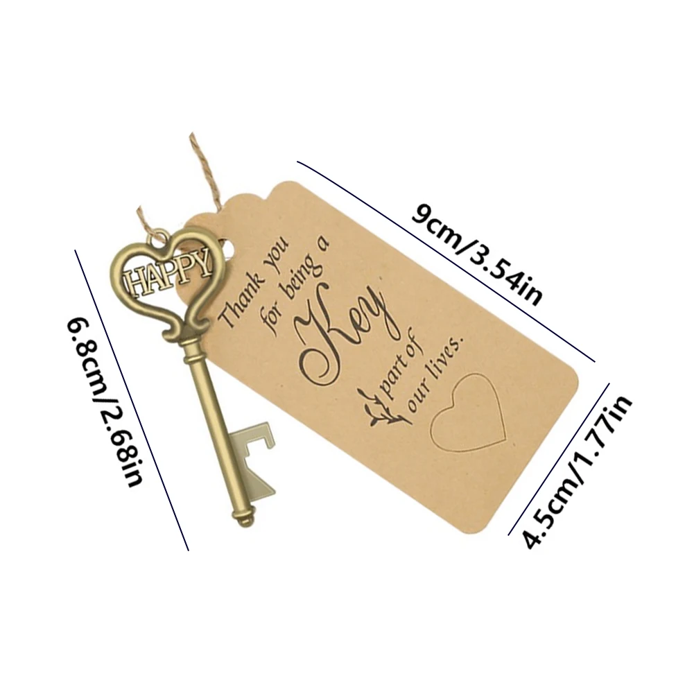 

Key Bottle Openers Wedding Decoration Pendant Vintage Wedding Favours Key Ornaments with Tags Ribbons Golden Gift Party 3 Styles