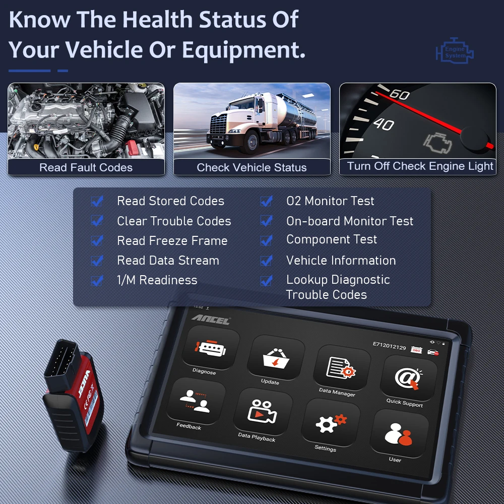 Диагностический инструмент ANCEL X6 HD для тяжелых грузовиков ABS подушка