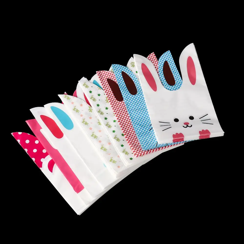 

50PCS Easter Bunny Ear Cookie Bags Package Pocket Event Party Supplies Snack Decoration Easter Rabbit Candy Biscuit Gifts Bag