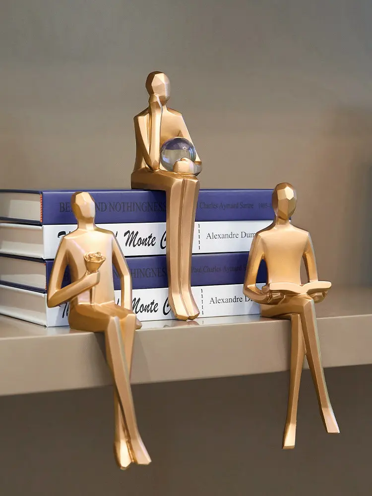 

Modern Luxury Golden Abstract Figures Resin Ornaments Cabinet Store Club Furnishing Crafts Home Livingroom Figurines Accessories