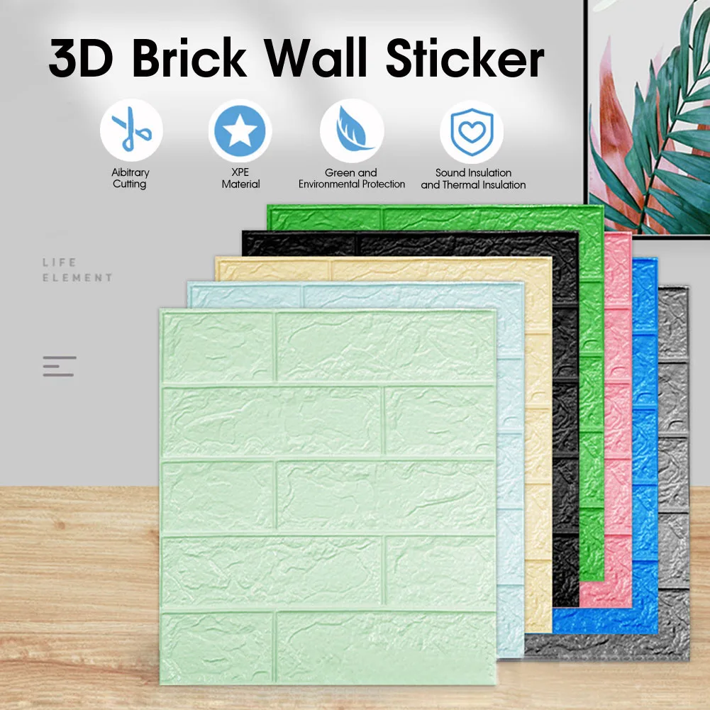 10pcs Brick Foam Panels 3d Wall Stickers Self-adhesive Diy Embossed Stone Wallpaper Home Decor Living Room Kitchen Decoration | Дом и сад