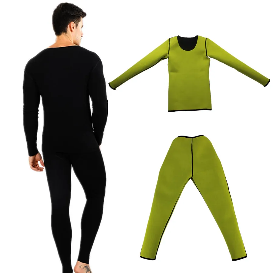 Men Slimming Pants Shirt Long Sleeve Set Body Shapers Tops Fitness Waist Corsets Sports Sweat Sauna Panties Weight Loss Neoprene | Мужская