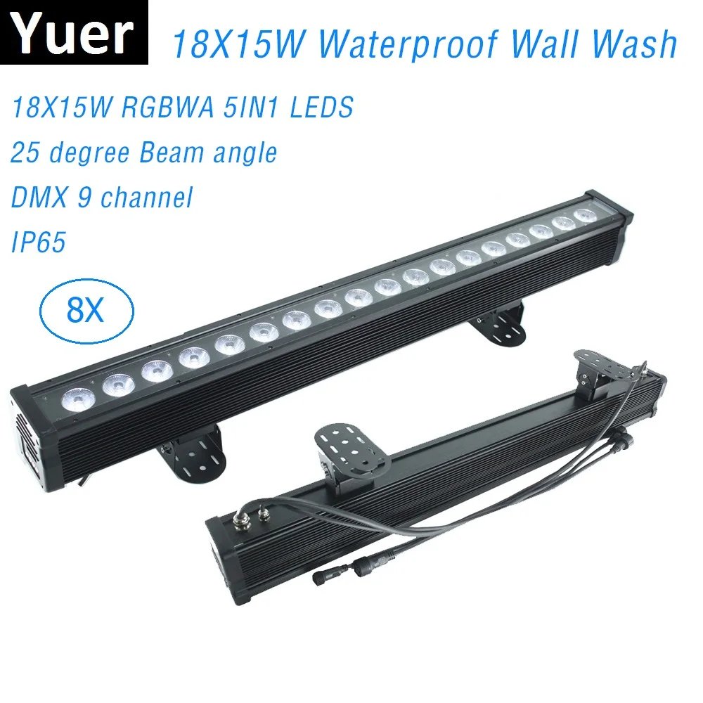 8 шт./лот 18x15 Вт RGBWA 5 в 1 Светодиодные Бальные огни DMX512 Настенные светильники с