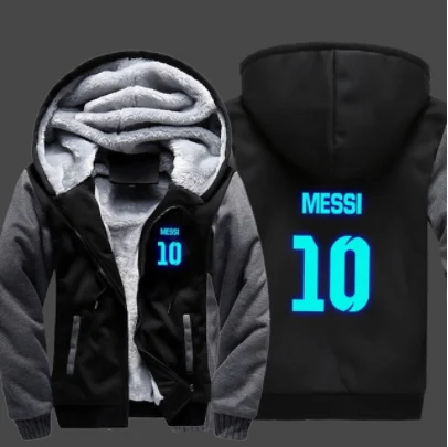 2018 зимняя толстовка на молнии с принтом &quotБарселона Месси&quot утолщенные куртки