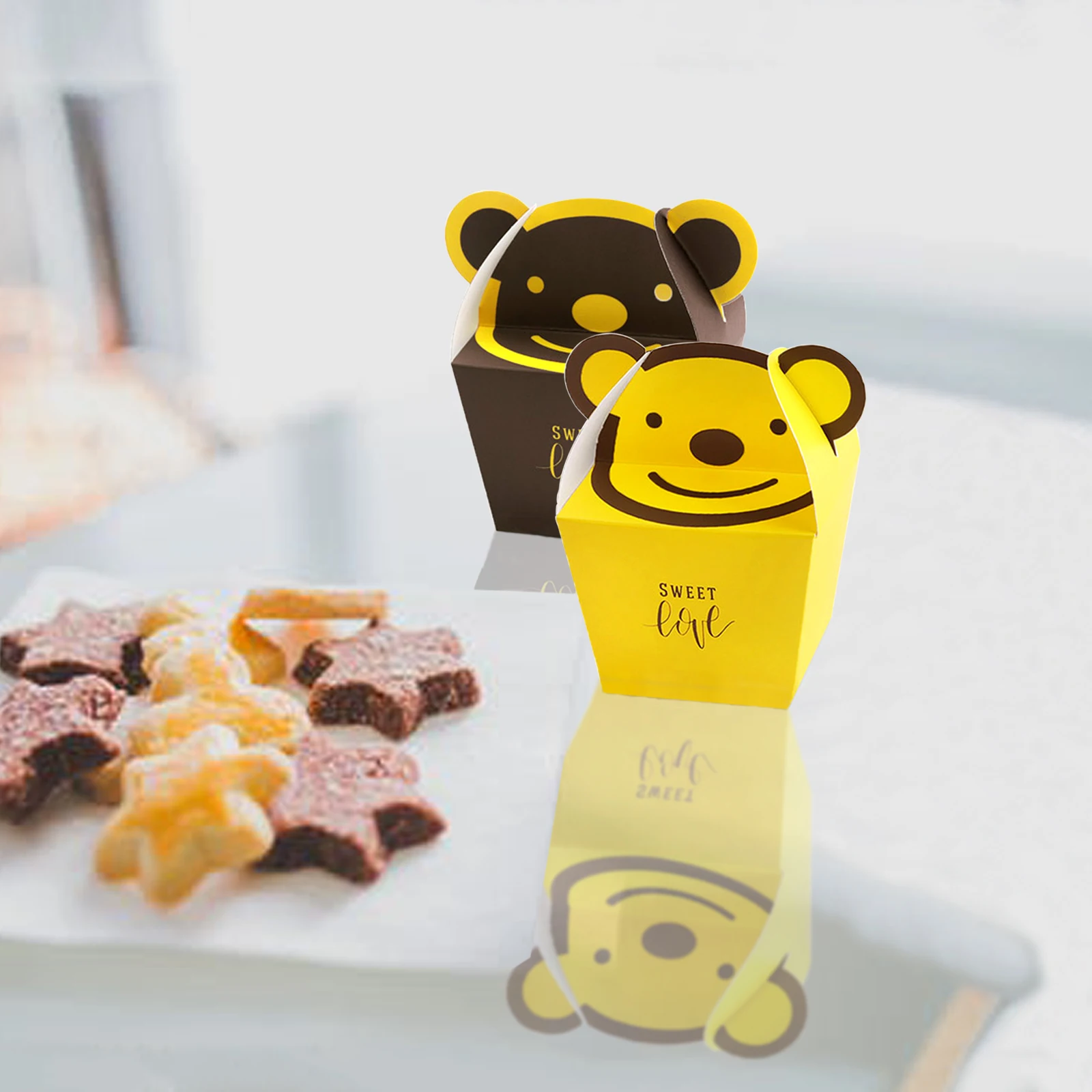 10 шт. коробка для конфет в виде медведя картонные пакеты печенья на Рождество