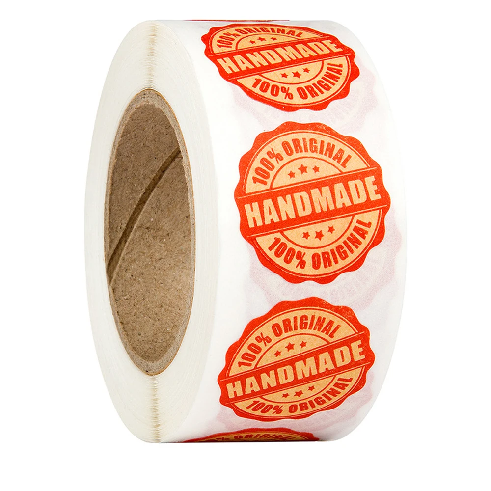 

500 шт. винтажная круглая волнистая крафт-бумага «100% оригинальная ручная работа», наклейка-уплотнитель для изделий ручной работы, «сделай сам», мульти-подаропосылка упаковка, этикетка