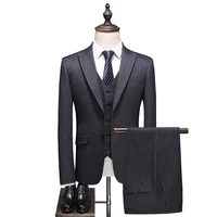 2021 italian design black stripes men suits high quality business men formal party tuxedos office work ssuit jacketpantsvest