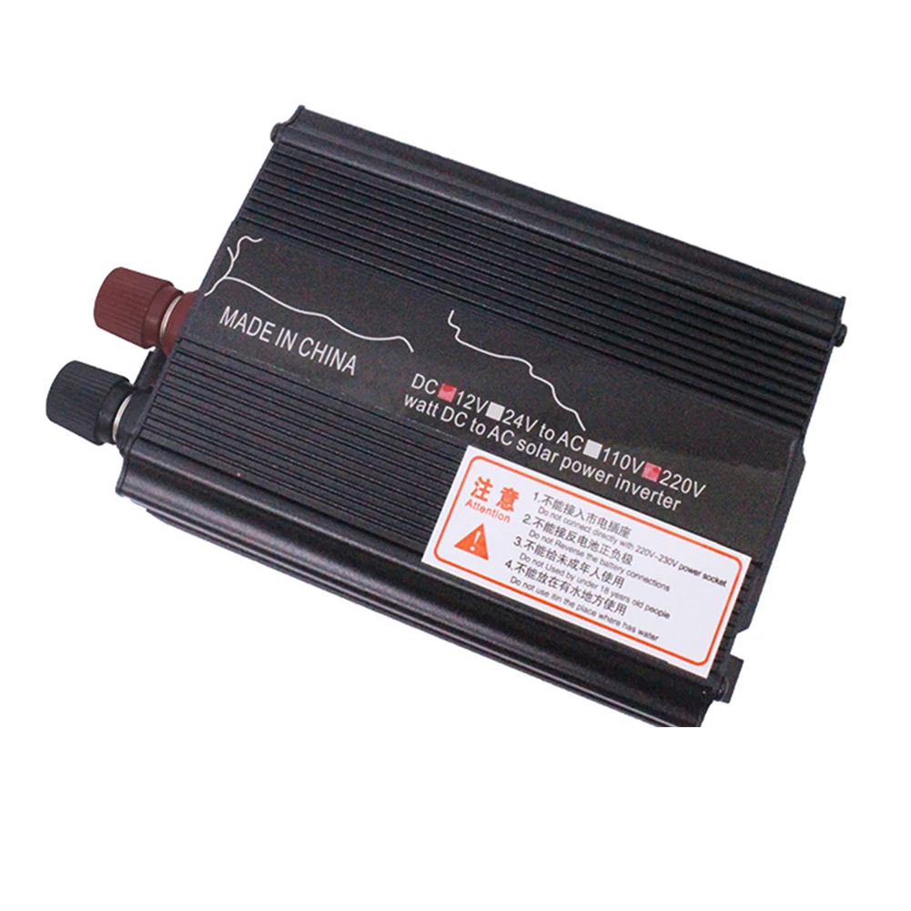 

500W Pure Sine Wave Car Inverter Solar Powered Portable Transformer Accessories Black 12V 24V To 220V Universal Voltage Power