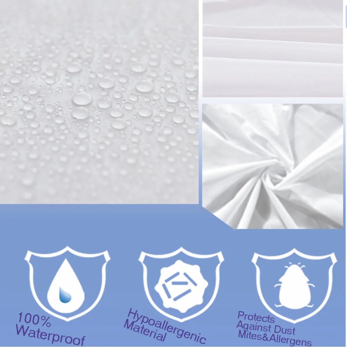 

150X200cm Solid Waterproof Mattress Protector with Elastic Band Sanding Breathable Bed Mattress Cover Anti-mite Washable