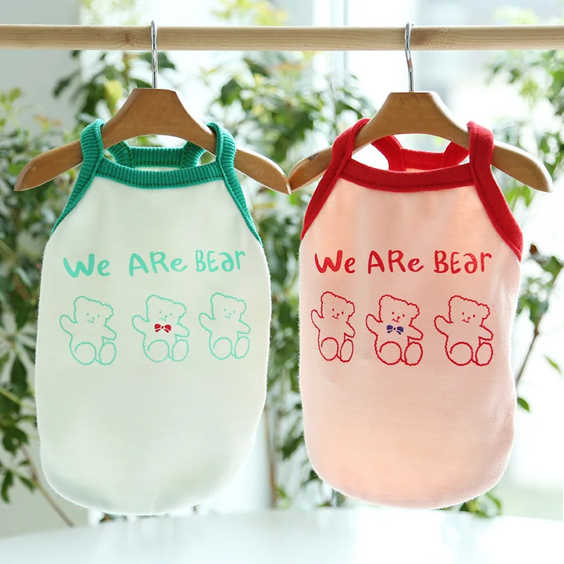 

Cute New Dog Vests Slip Bears Print Pet Clothes Spring Summer Teddy Clothing Pug Corgi Bichon Yorkie Poodle Dog Cat Pajamas Red