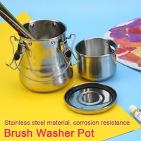 sml portable stainless steel paint brush washer pot cleaner leak proof oil paint brush washing bucket with filter screen