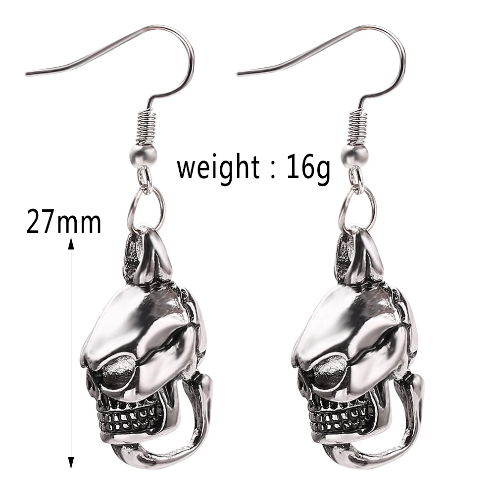 Металлические серьги-подвески в стиле ретро панк Череп Модный женский ночной