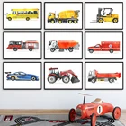 Картина на холсте с изображением автомобиля, автобуса, грузовика, детской