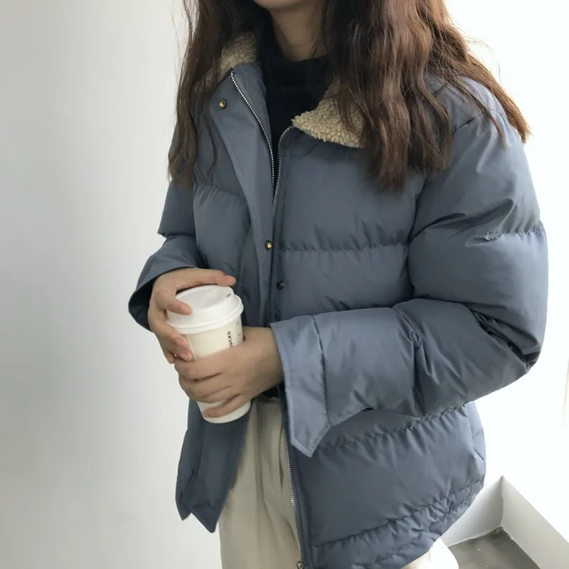 Зимнее пальто женские куртки парка с отворотом на молнии Толстая теплая верхняя