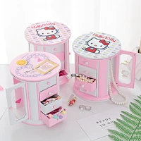 creative round large capacity music box with three drawers vanity mirror jewelry box cartoon music box music box childrens gift