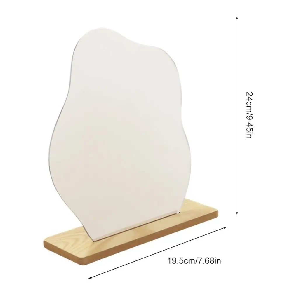 Неправильной формы зеркало акриловый Макияж Зеркало Стенд с деревянной базой