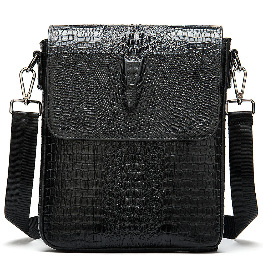 

Crocodile bag Commercial men's single shoulder satchel European and American outdoor vertical briefcase genuine leather 8857
