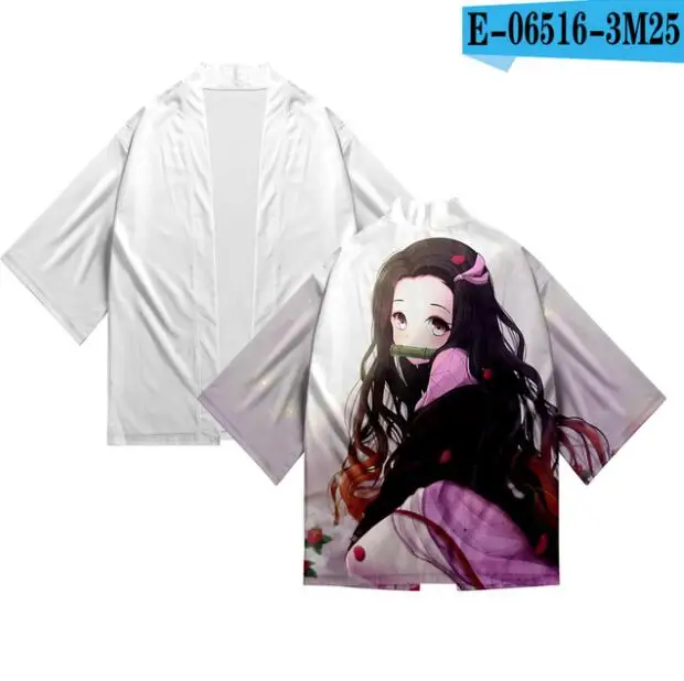Аниме демон Slayer Kimetsu No Yaiba печать кимоно кардиган рубашка мужские костюмы косплей юката Haori Традиционная японская одежда - Цвет: tops 09