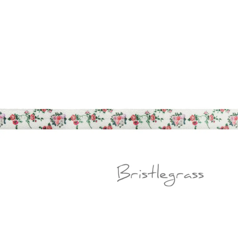 Leafy Rose Flower BRISTLEGRASS 2 ярда 5/" 1,5 см Сова Фламинго цветочный принт враг складной над эластичными повязка из спандекса волос галстук платье с повязкой швейная отделка - Цвет: Leafy Rose Flower