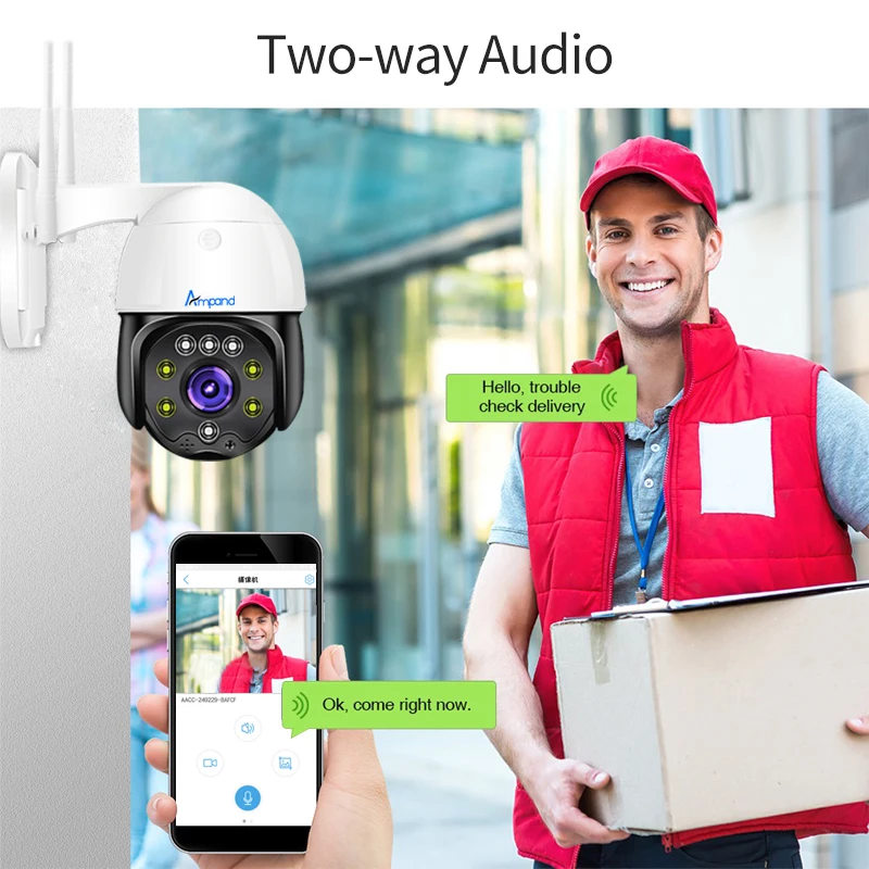 3MP AI человека обнаружения PTZ IP Камера открытый Беспроводной H.265 P2P ONVIF аудио