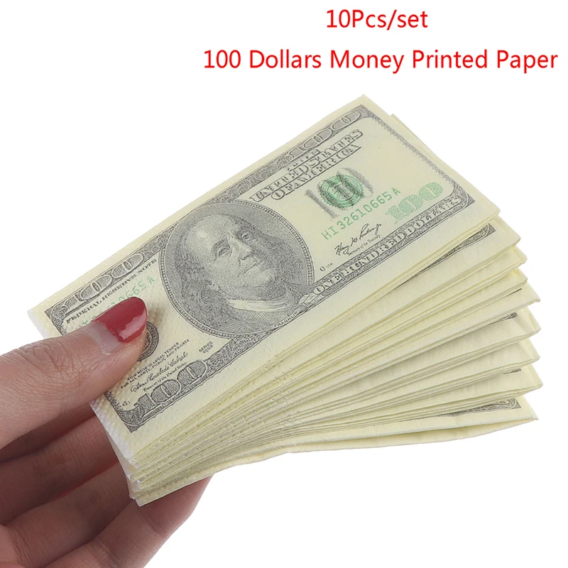 

Высокое качество 10 шт./партия, креативная смешная 100 долларов деньги бумажные салфетки с рисунком Толстая туалетной бумаги вечерние поставк...
