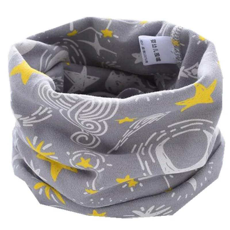 gray yellow star LIHFSI/Новинка года, весенне-осенний Детский шарф 40*20 см, детский хлопковый шарф для девочек и мальчиков, круглый шарф детский воротник, детский шейный шарф - Цвет: gray yellow star