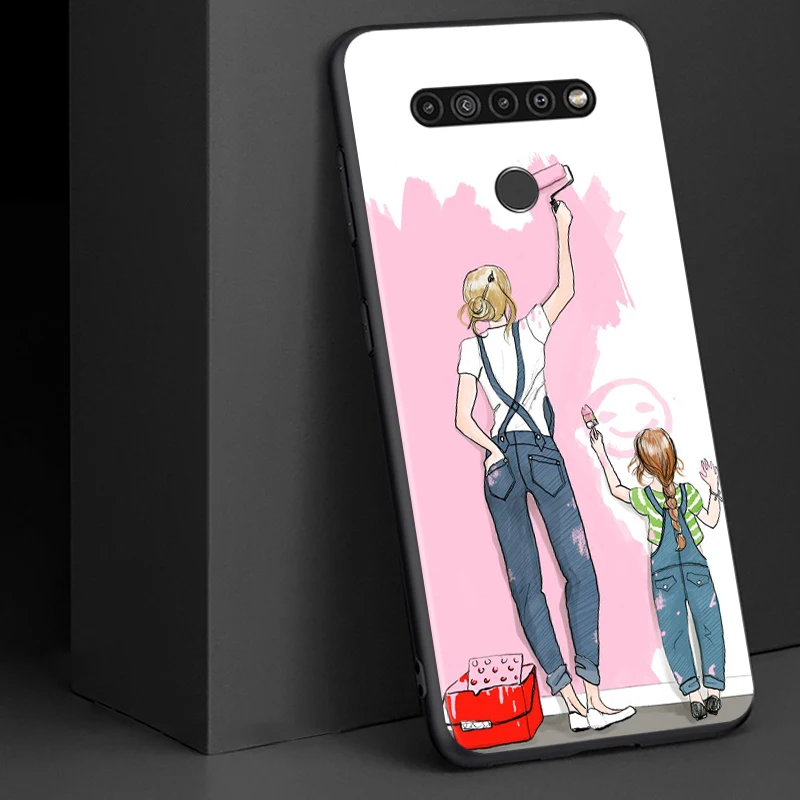 

Baby Mom Girl Print for LG G8 G8S G8X V30 V35 V40 V50 V60 ThinQ Q60 K40 K50 K51 K61 K71 K92 K62 Soft Black Phone Case