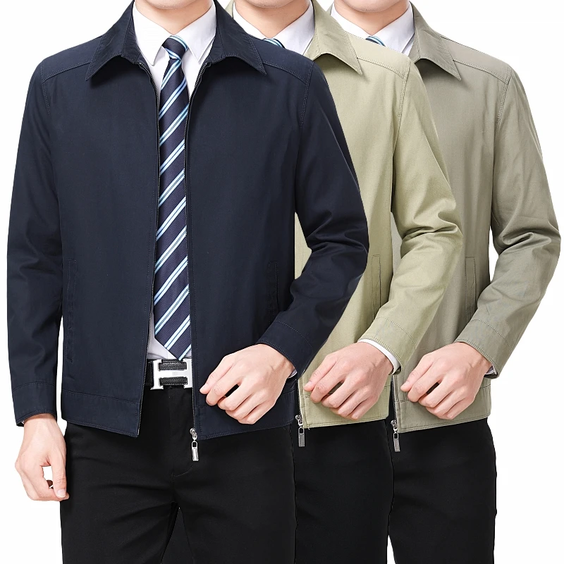 Мужское деловое повседневное однотонное пальто Mu Yuan Yang на молнии облегающая