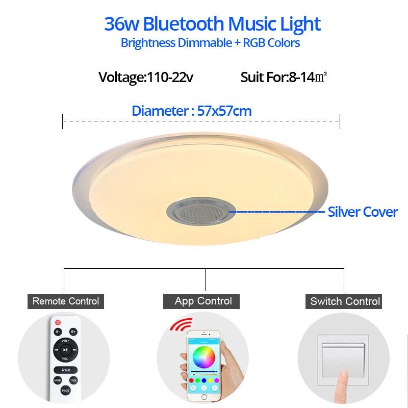 Bluetooth потолочный светильник RGB музыкальный потолочный светильник с Bluetooth Круглой Формы Светильник ing для домашнего прослушивания музыки светильник luminarias - Цвет корпуса: 36w