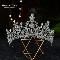 himstory clear crystal rhinestones cubic zircon wedding tiara cz bridal queen princess pageant crown for women