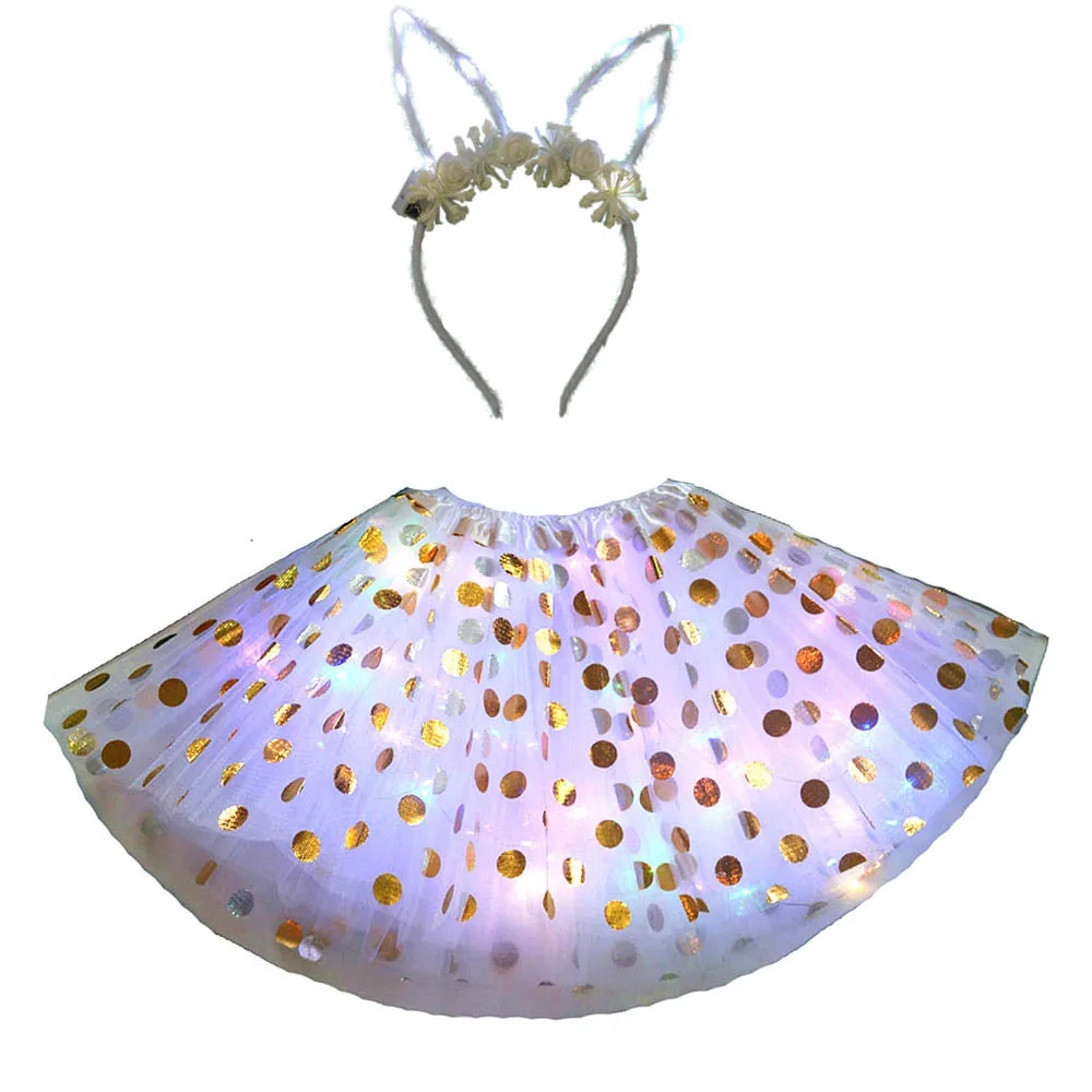 Светящаяся светильник Ка-пачка в горошек для девочки одежда Вечерние повязка на