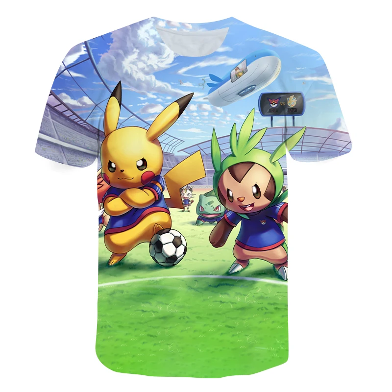 

Summer Boys And Girls Round Neck Short Sleeve Fashion Cartoon T-Shirts Children's Breathable 3D Printing Pikachu 4-14T