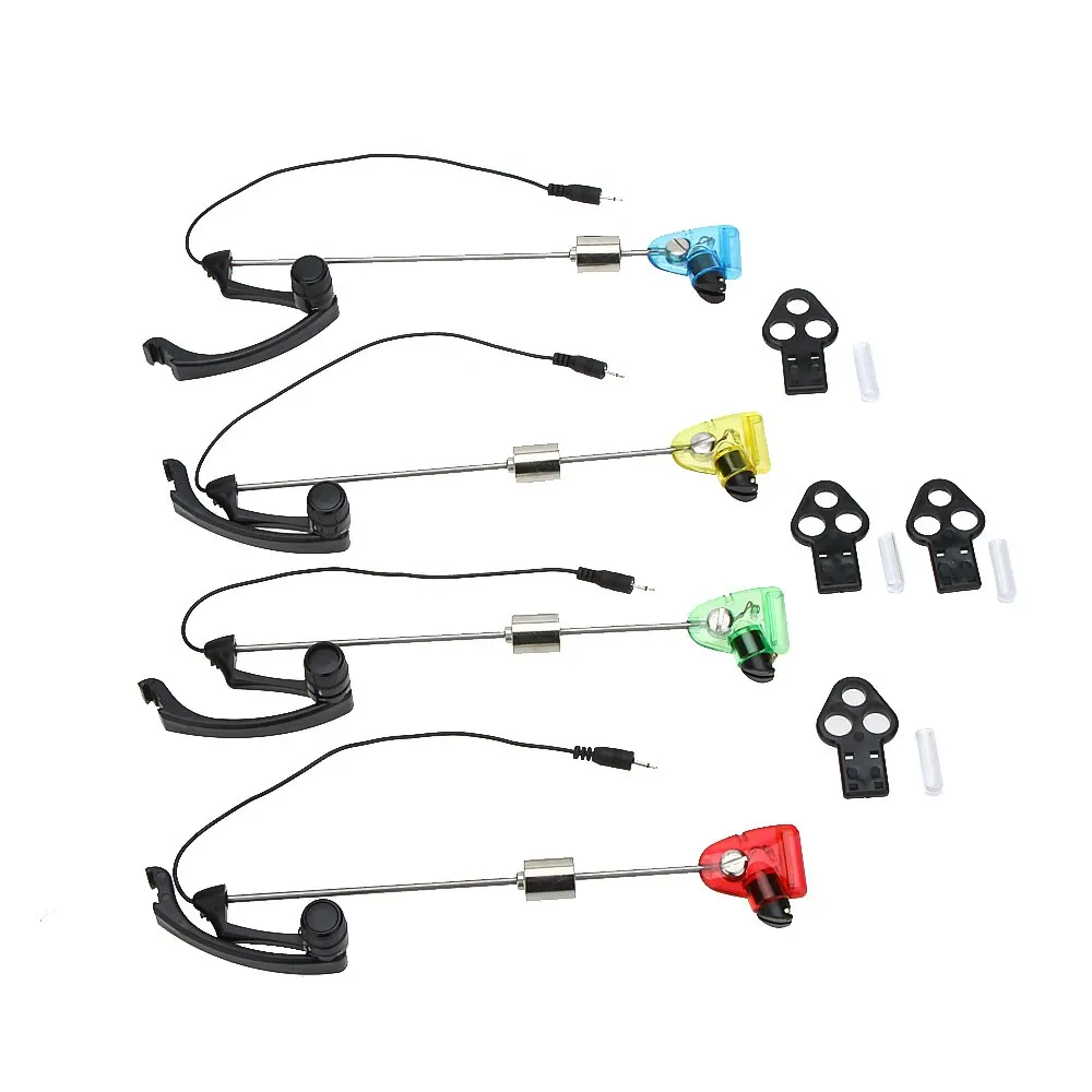 

4Pcs/set Lixada LED Wireless Fishing Alarm Swinger Hanger Illuminated Set Bell Tone Volume Carp Fishing Bite Alerts Kit Pesca