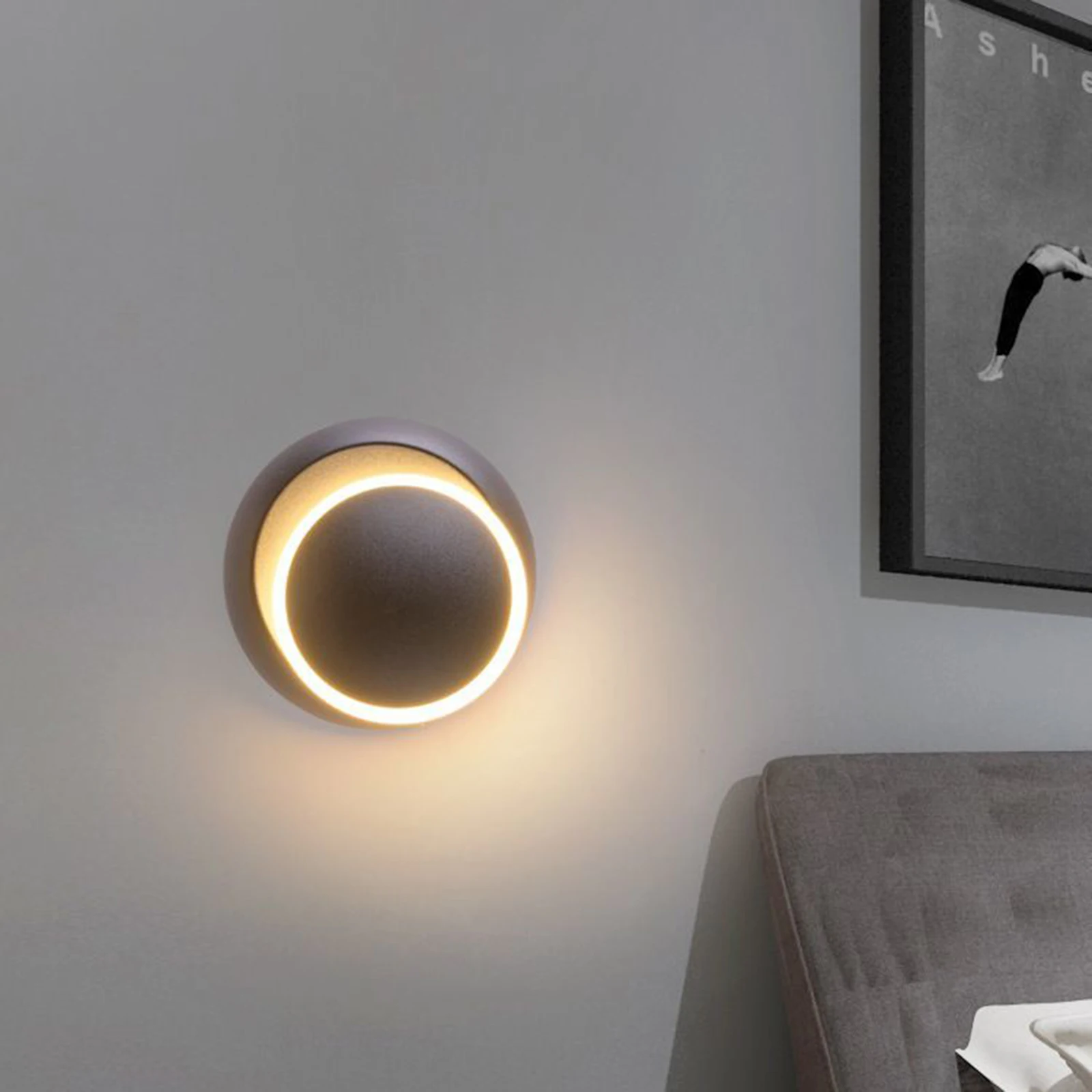 

LED Wall Lamp 360 degree rotation adjustable bedside lights white Black creative wall lamp Black modern aisle round lamp
