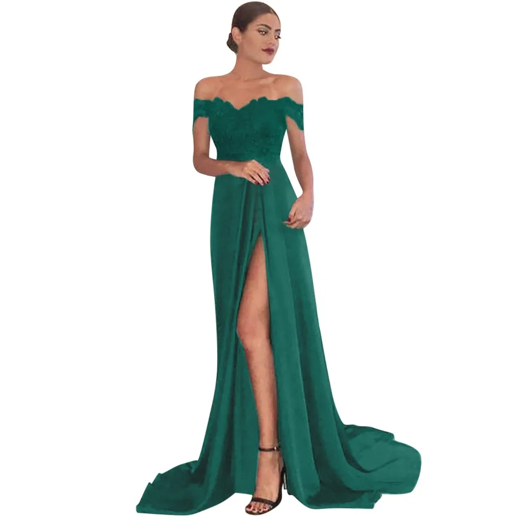 Сексуальное платье с открытыми плечами женское осенне зимнее Формальное