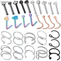 leosoxs 1 set new product hot style combination nose nail ring body piercing accessories stainless steel