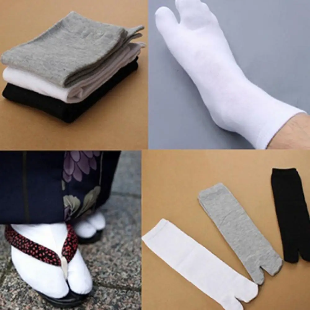 Unisex Japanese Kimono Flip Flop Sandal Split Toe Tabi Ninja Geta Socks Medium Tube Twotoed Clog Socks Japanese Hotel Bath Socks